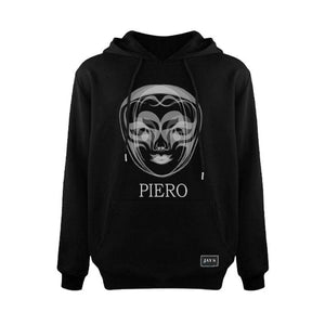 Slim Fit Black Hoodie Blur Front Logo Design Organic Heavy Cotton - PIERO Luxury Design