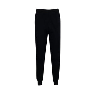 Slim Fit Black Sweatpants Heavy Cotton With Side Woven Logo - PIERO Luxury Design