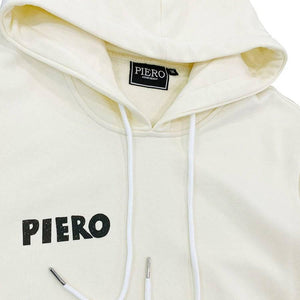 Slim Fit Hoodie Abstract Pierrot Off White Heavy Organic Cotton - PIERO Luxury Design