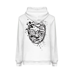 Slim Fit White Hoodie Black Spots Over Logo Luxury Design Heavy Organic Cotton - PIERO Luxury Design