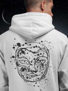 Slim Fit White Hoodie Black Spots Over Logo Luxury Design Heavy Organic Cotton - PIERO Luxury Design