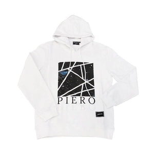 Slim Fit White Hoodie GALAXY Design Organic Heavy Cotton - PIERO Luxury Design